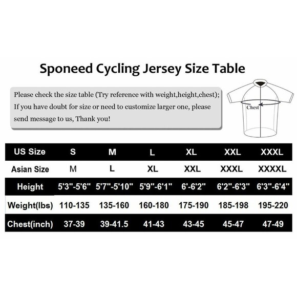 SPONEED Cycling Jersey Men’s Bike Shirt Pro Cycle Riding Top‎ Sportswear Small - Picture 7 of 7